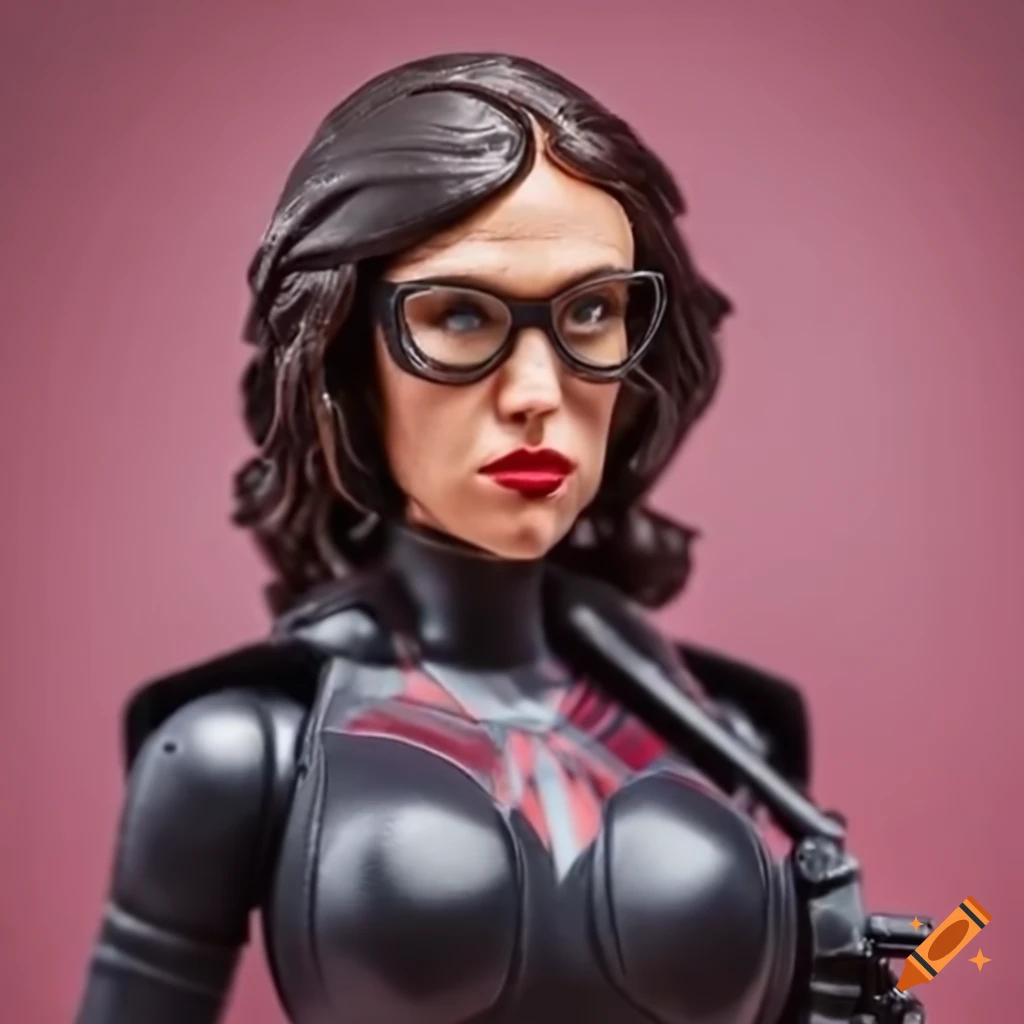Baroness action figure with gun, glasses, and Cobra logo