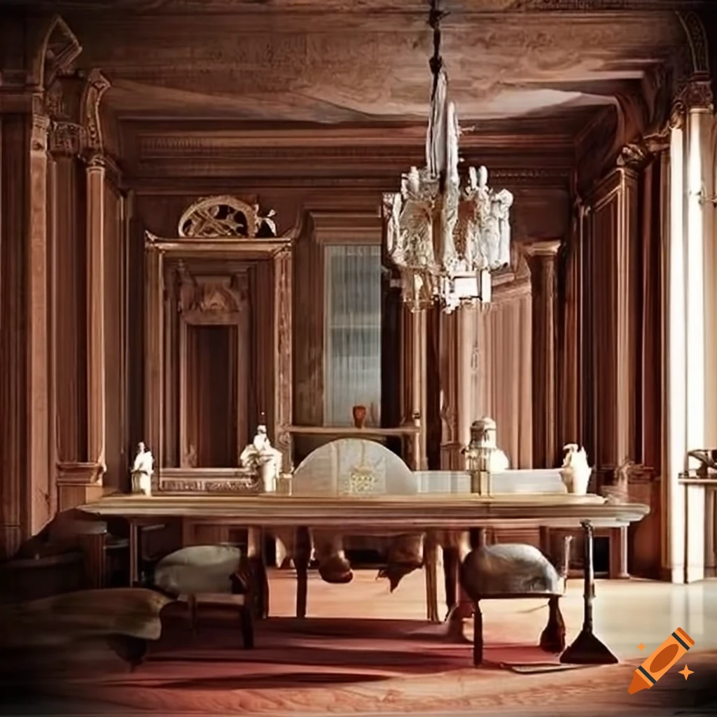 Combination of baroque and modern interior architecture