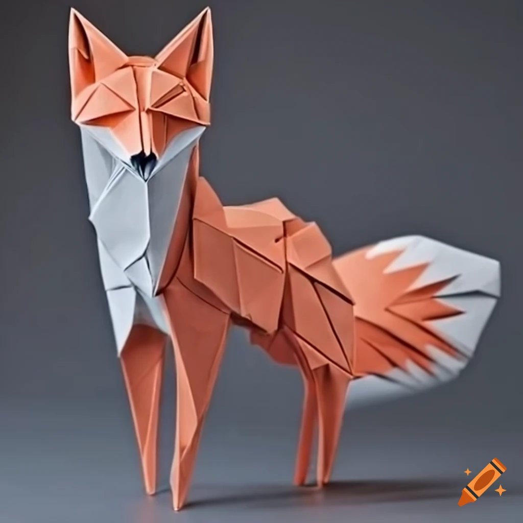 Stunning origami fox sculpture with intricate folds