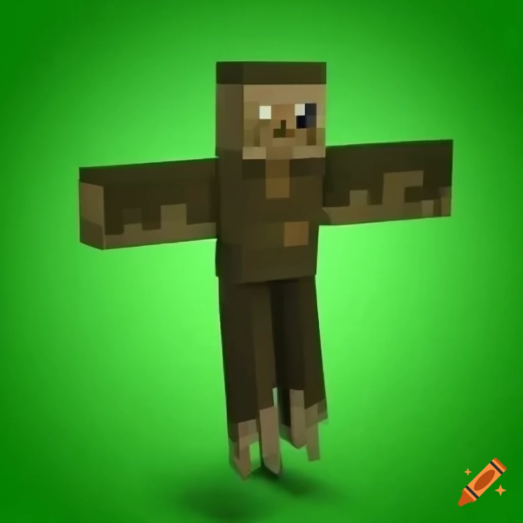Scarecrow in blocky 3D style with green background