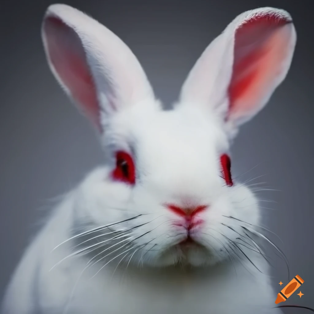 Portrait of a white bunny with red eyes