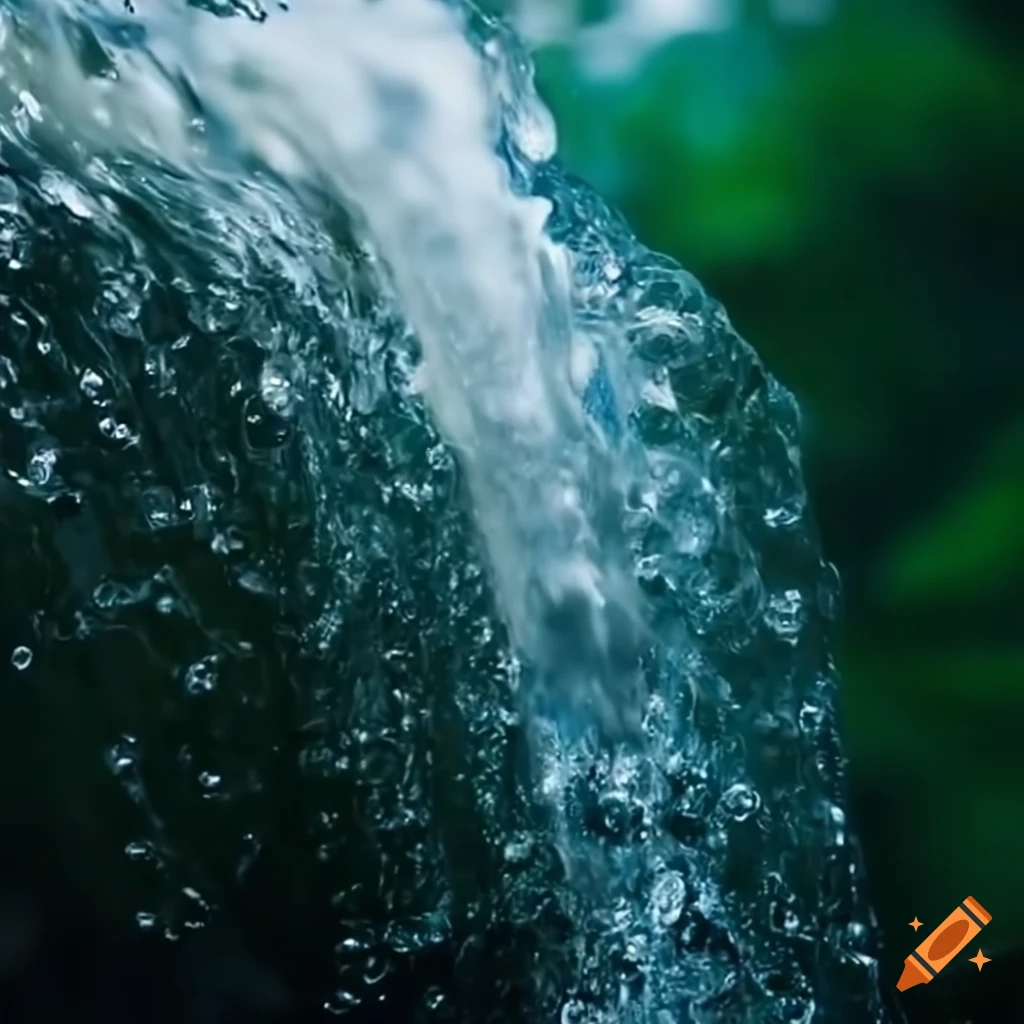 Dynamic images of transparent water gushing or falling