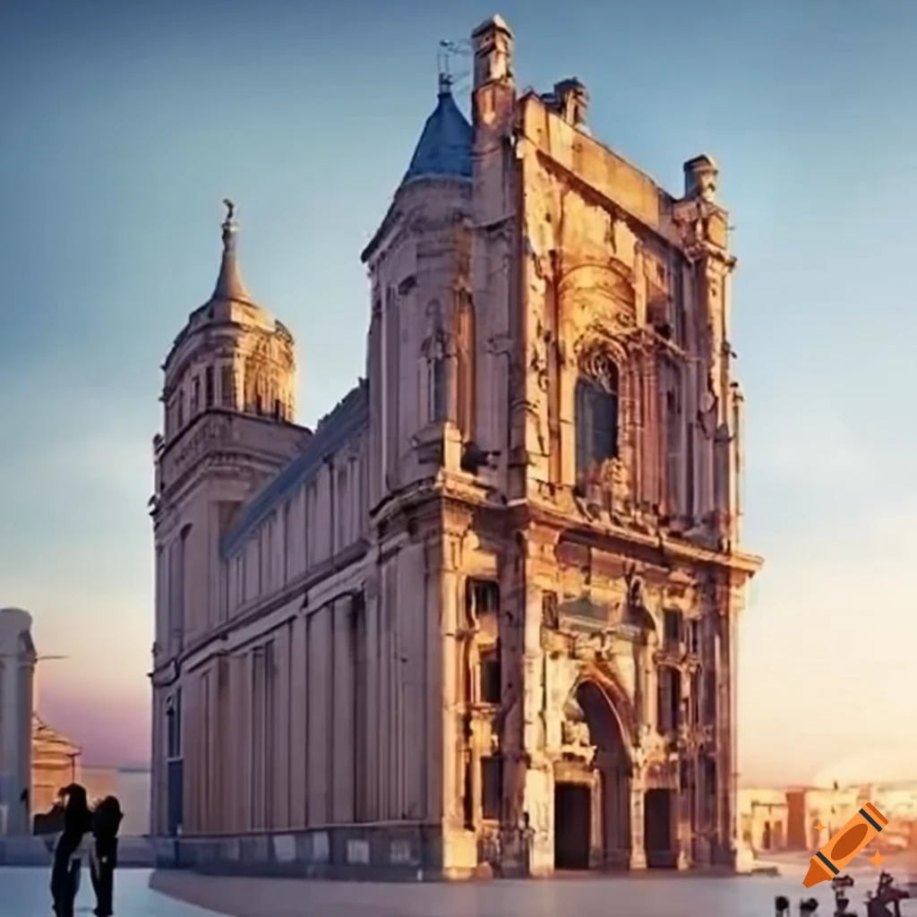 Exterior architecture combining baroque and neobaroque postmodern works with rhythm and repetition, tension between tradition and innovation