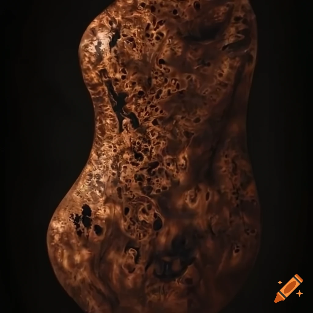 Wooden burl background with dark leather trim