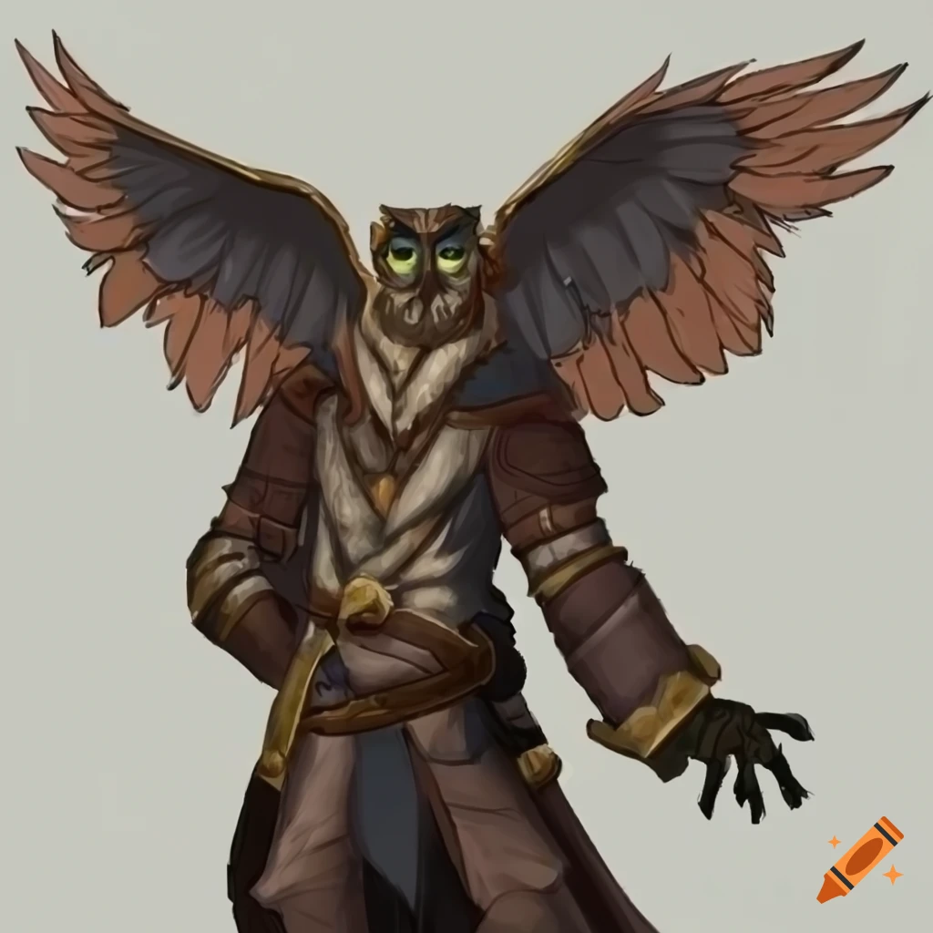 Male owlfolk pirate with intricate details in an epic setting