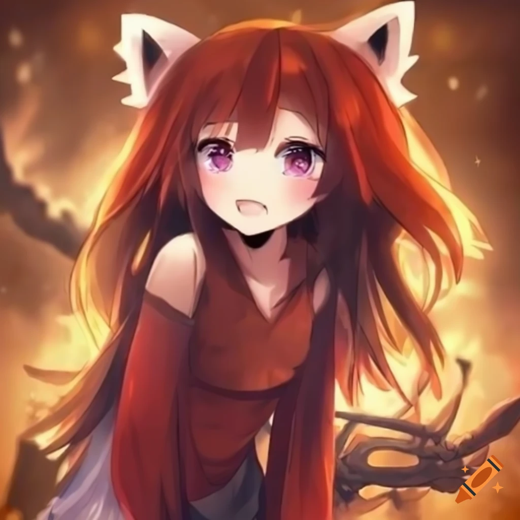 Red panda anime girl character