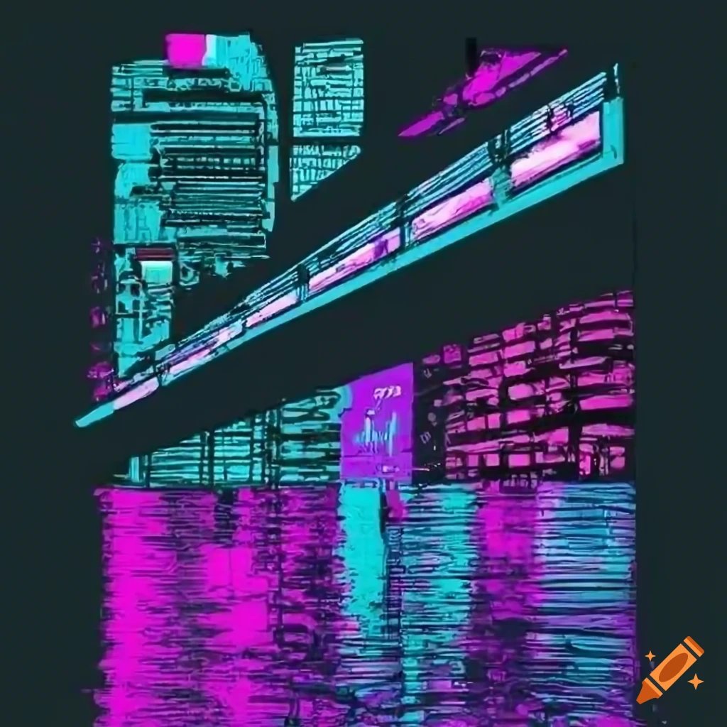 Drawing of cyberpunk waves