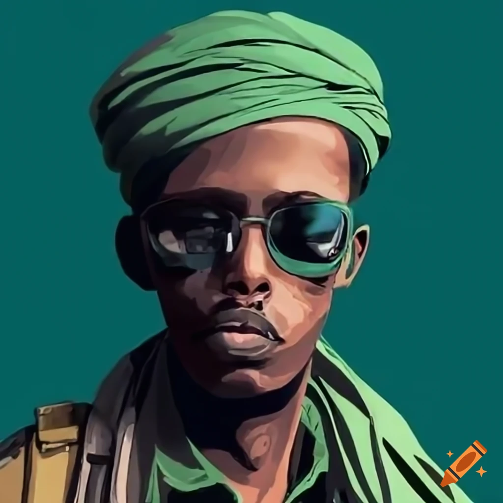 Somali soldier in war-torn Somalia with AK-47 and military gear