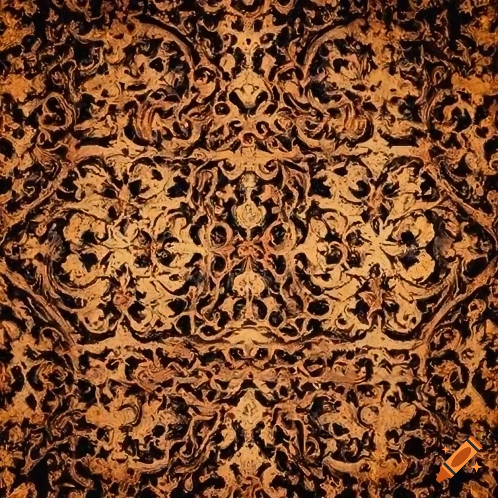 Antique ornamental patterns on rust texture