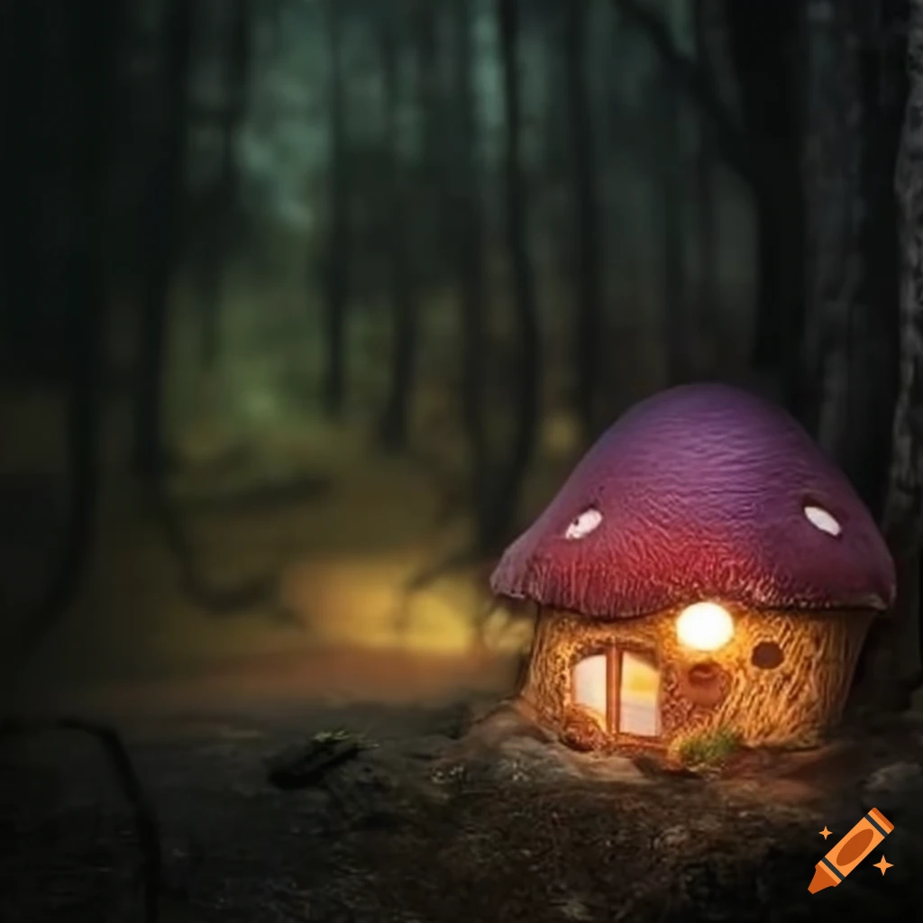 Cozy peaceful mushroom house in a fantasy setting