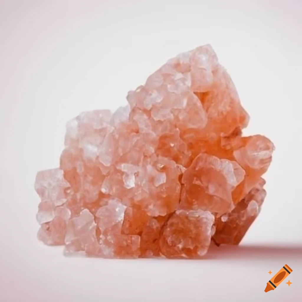 Spire of rock salt crystals on a white background