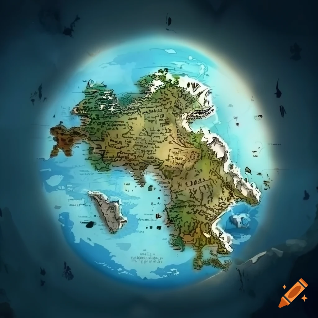 Fantasy world map illustration