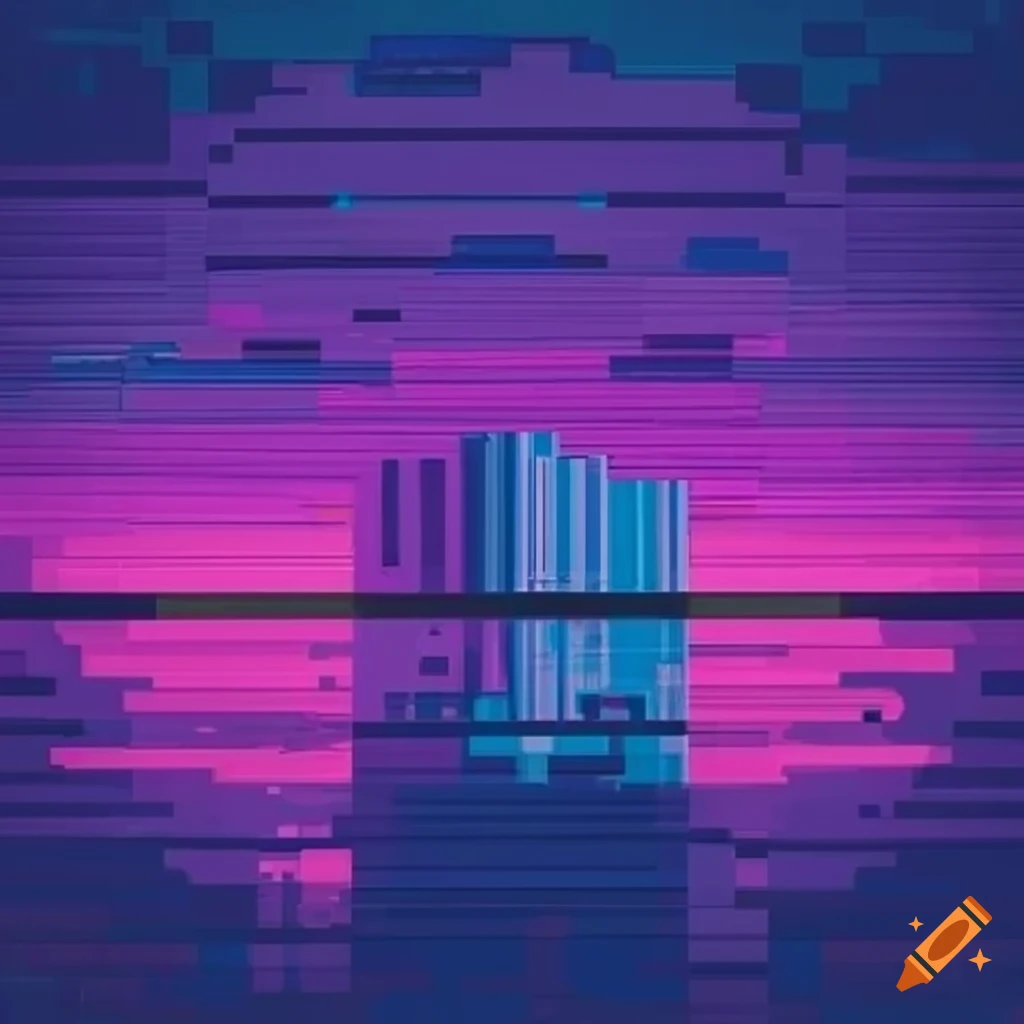 Digital vaporwave pixel art in kawaii style