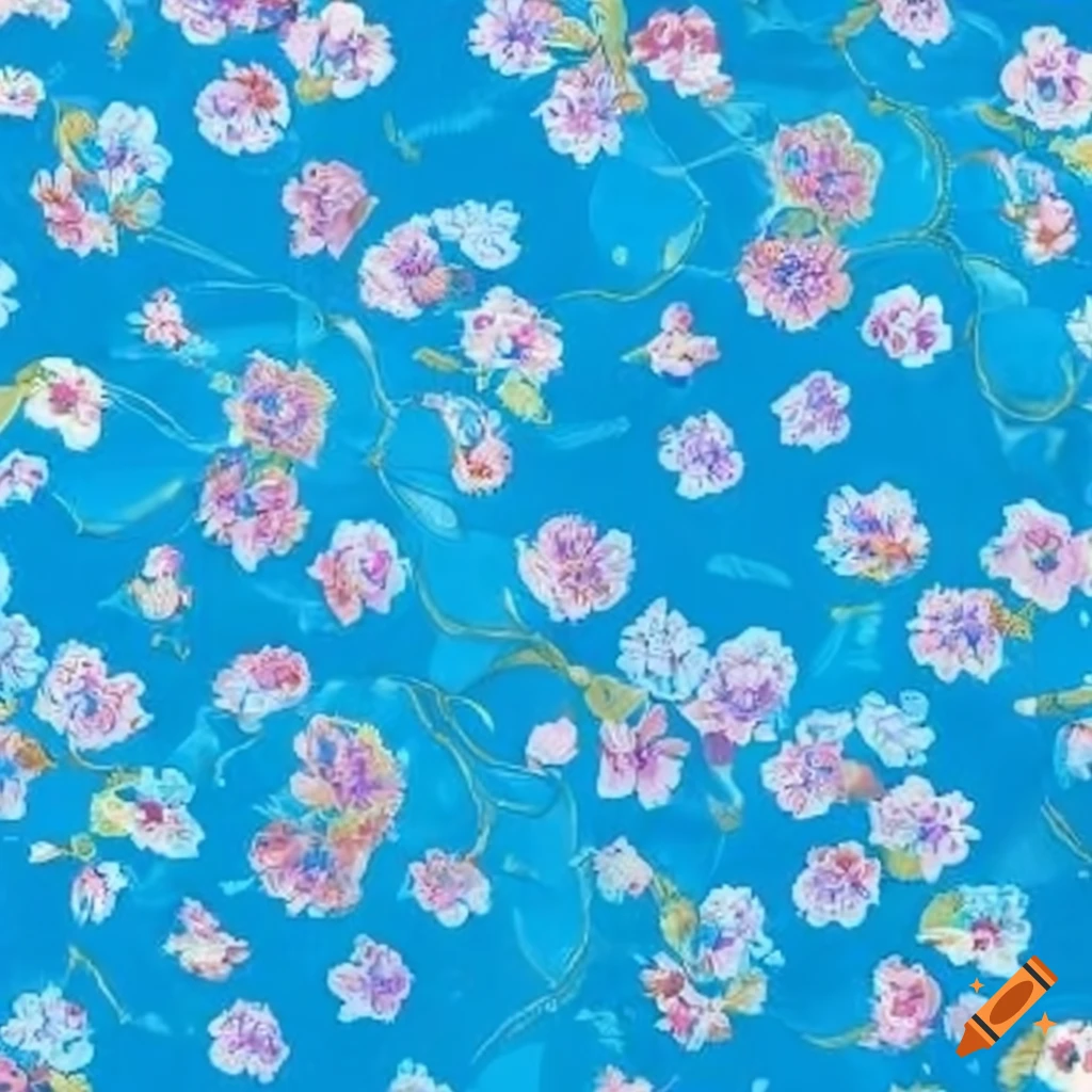 Blue floral pajama material texture