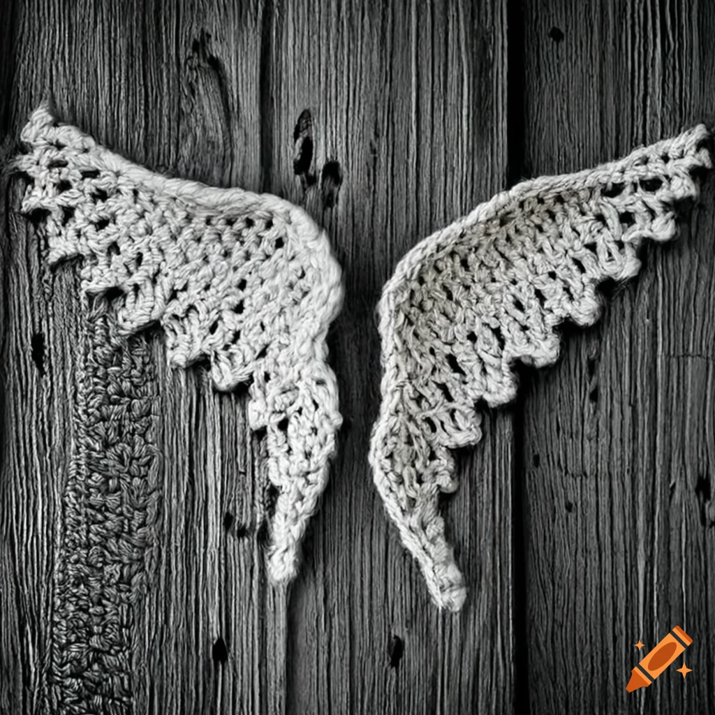Crocheted geometrical pattern of angel wings