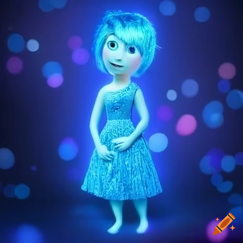 Blue character from 'Inside Out' representing Sadness glowing with blue aura