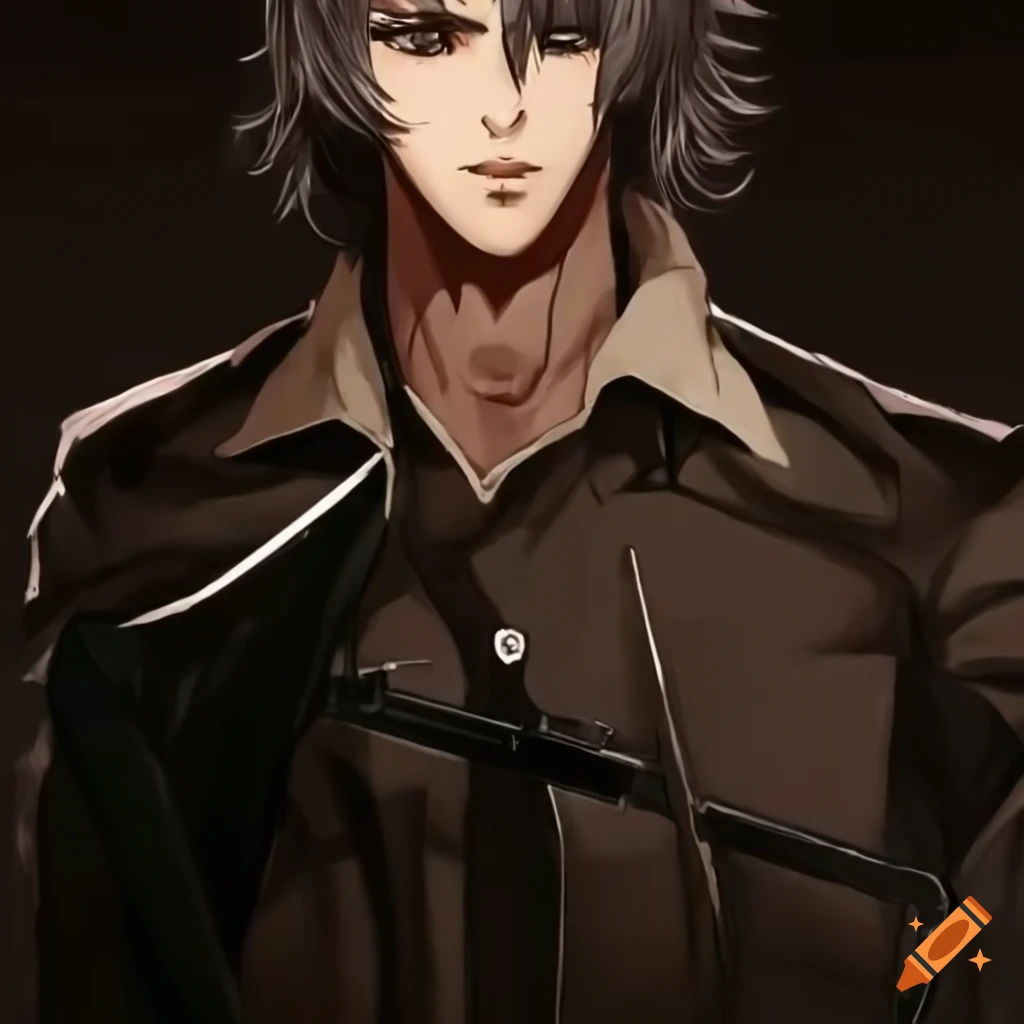 Charming and agile young rogue with beige skin, gray eyes, and black hair
