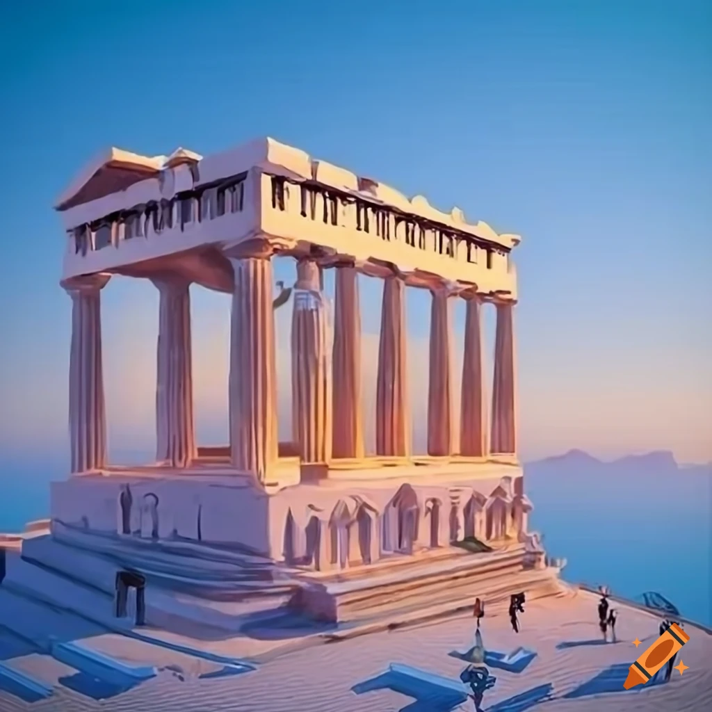 Ancient Greek fantasy city with Athenian architecture