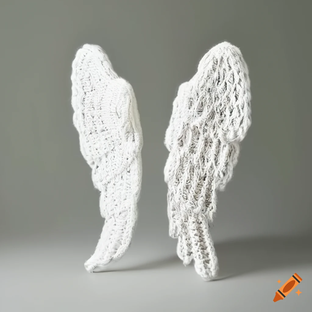 Crochet geometrical pattern of angel wings in white cotton