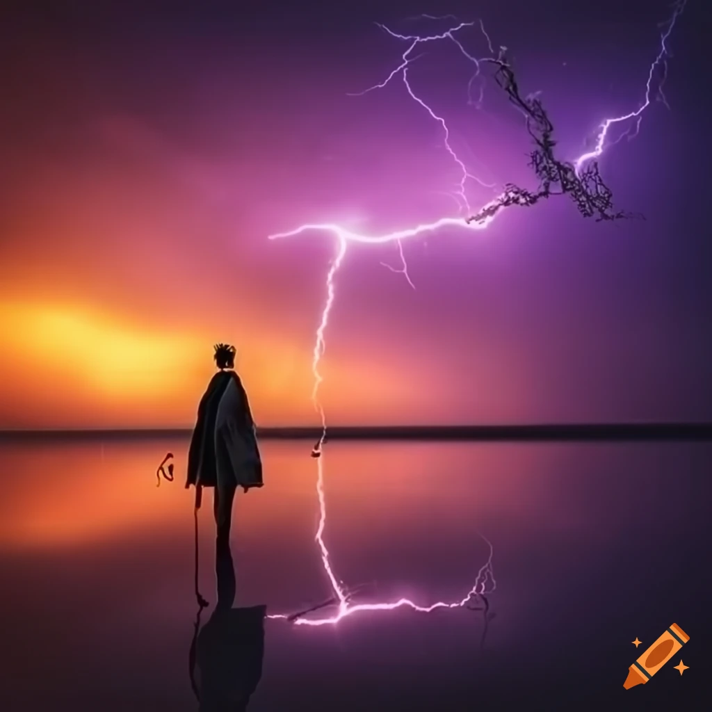 Lightning in the dark sky