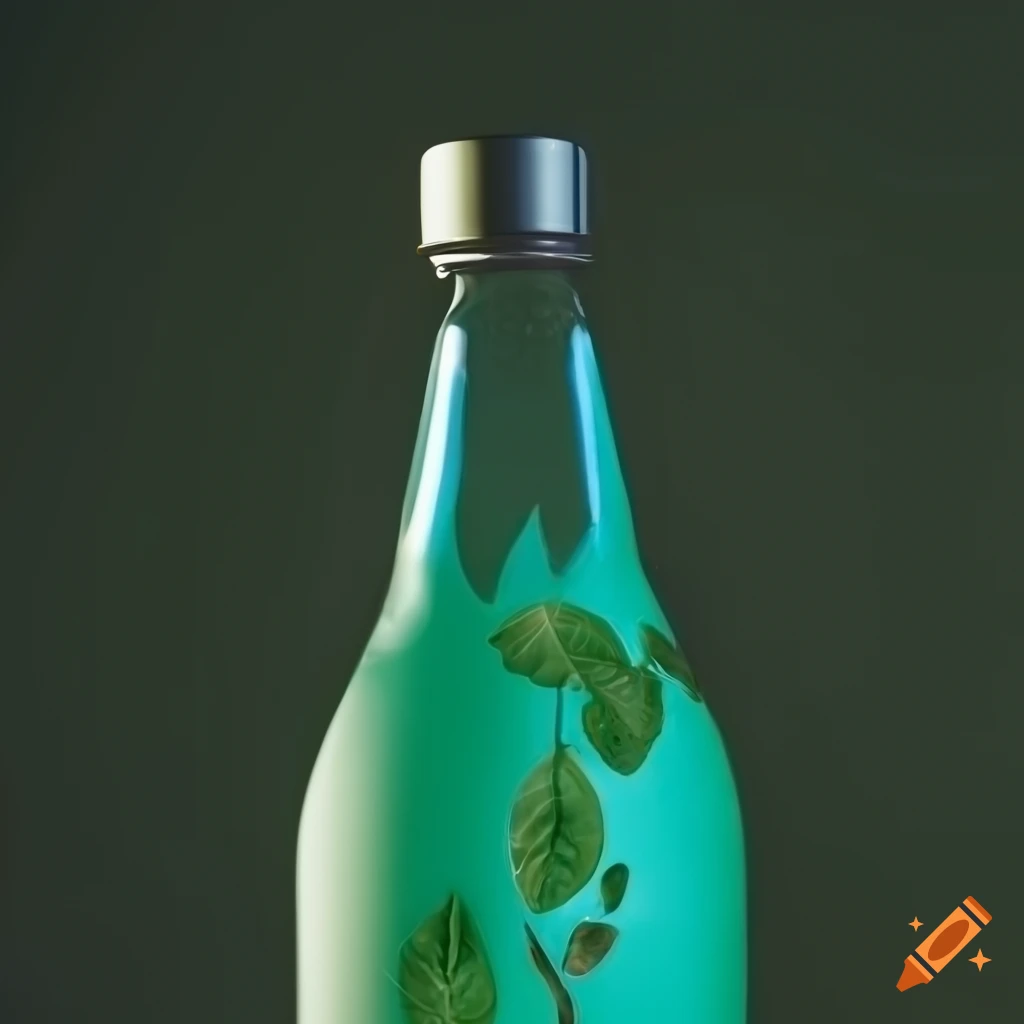 Close-up of modern EcoSip water bottle with nature-themed graphics