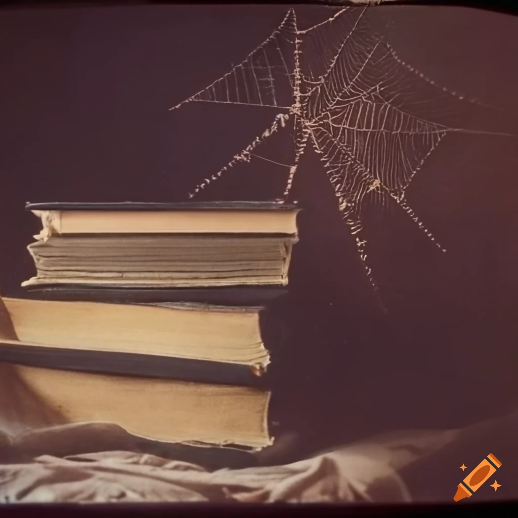 Still life of old books in a dusty attic captured with 70s autochrome film