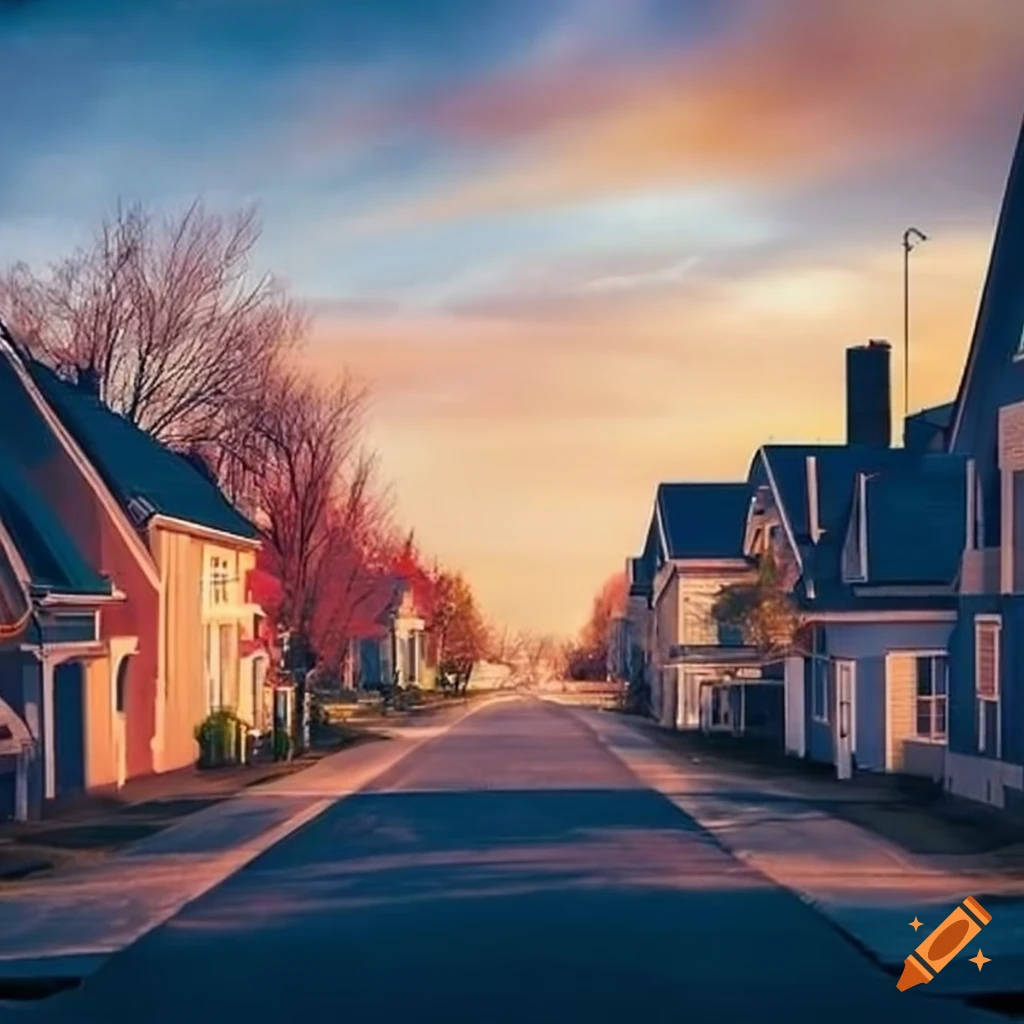 Quiet suburban neighborhood view
