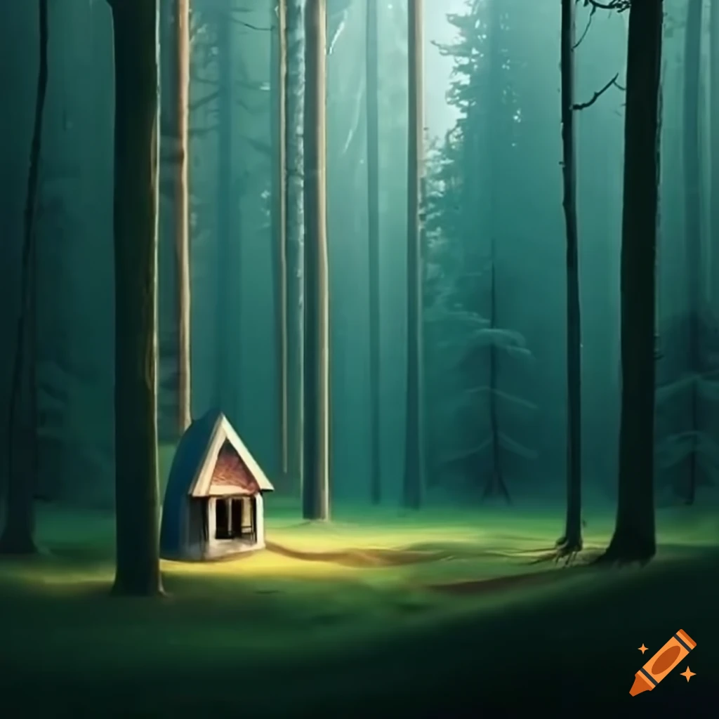 Small house nestled in a deep forest