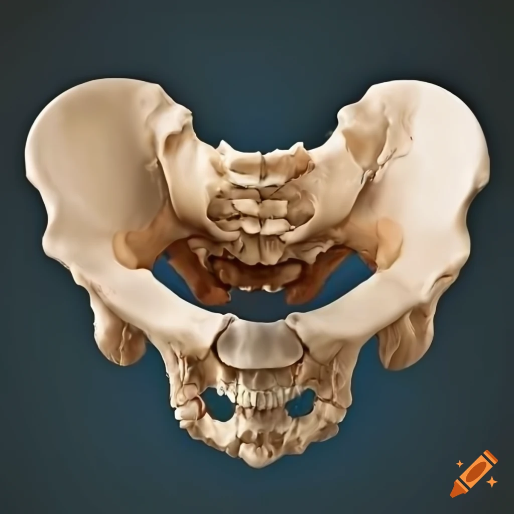 Human pelvis and skull