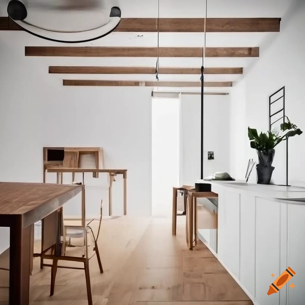 Minimally designed white Danish loft with designer furnitures
