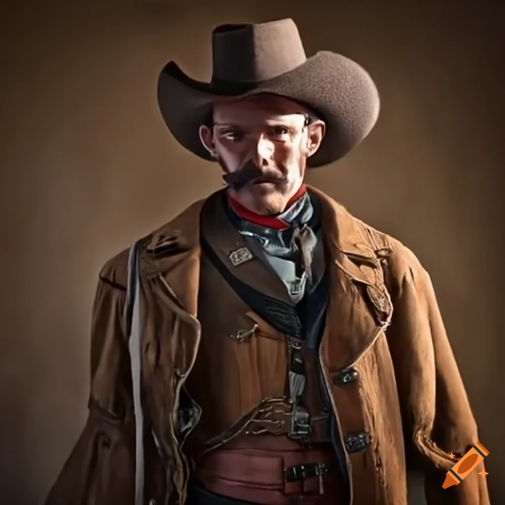Heroic cowboy in a wild west showdown