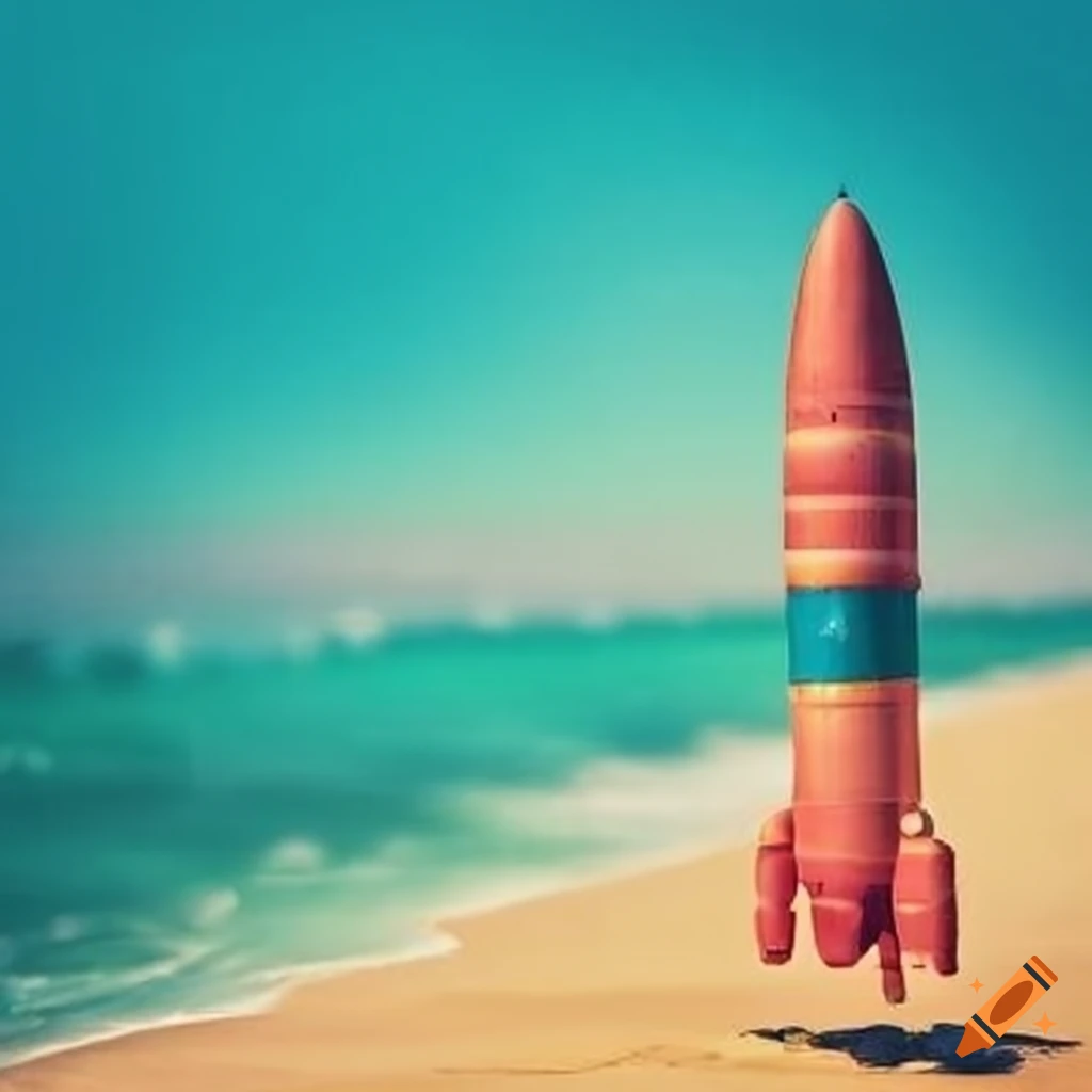 Rockets on the beach with a vacation vibe