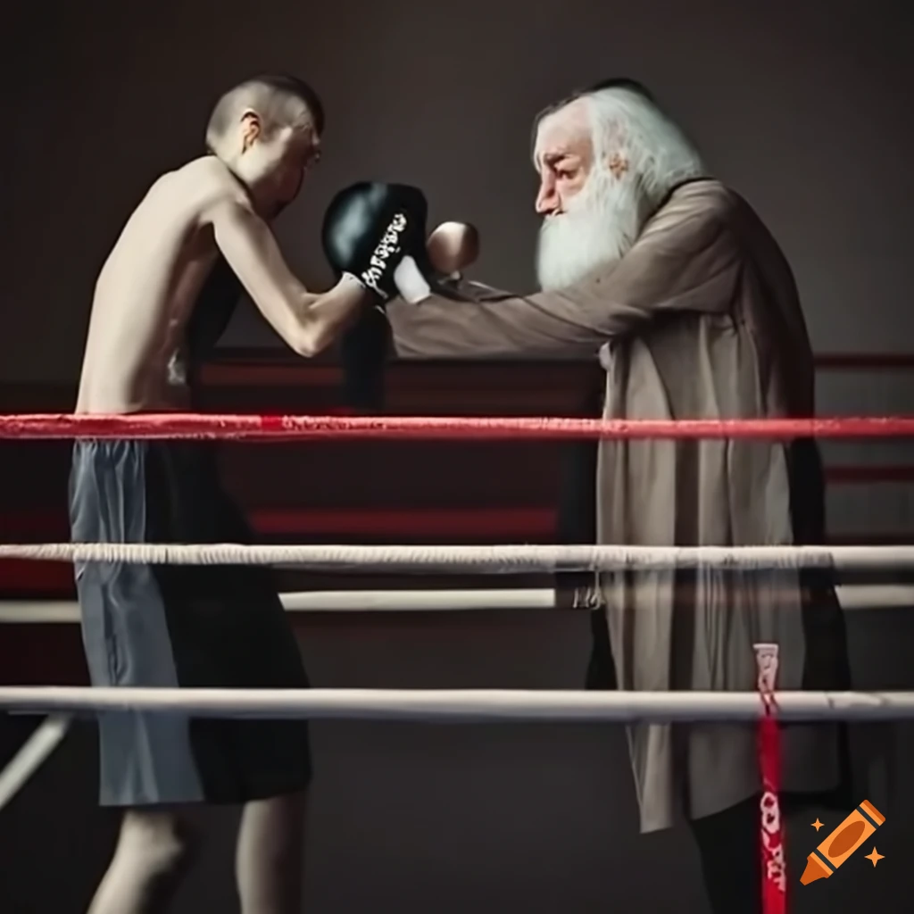 Dumbledore and Snape boxing in a ring