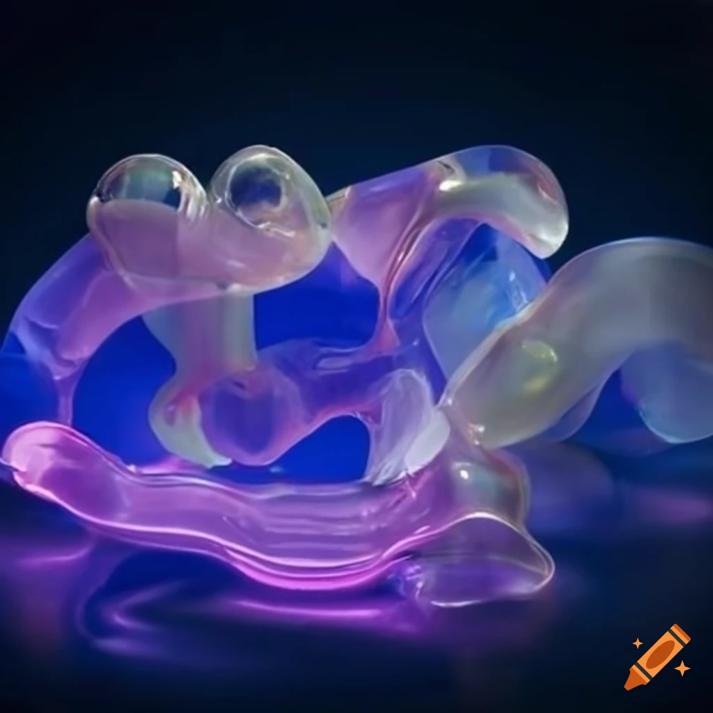 Transparent melted plastic in various shapes