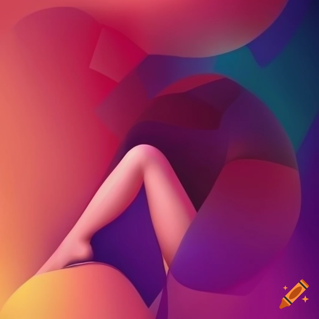 Abstract artwork of girl legs with geometric shapes and gradients