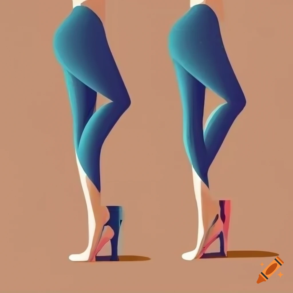 Geometric abstract illustration of a girl's legs in a minimalistic style