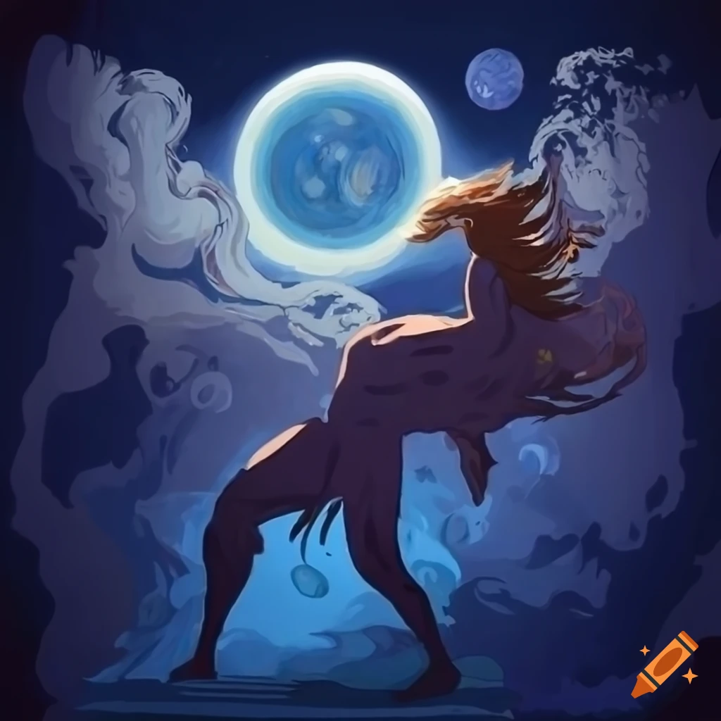 Prometheus in Greek Mythology under starry night in anime style on Craiyon