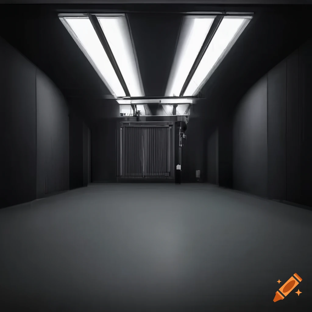 Dystopian machine-powered dark and empty living spaces