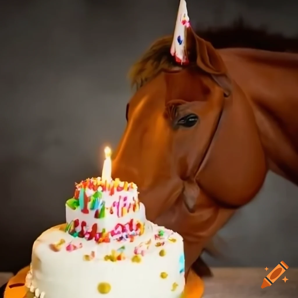 Horse delivering a birthday cake