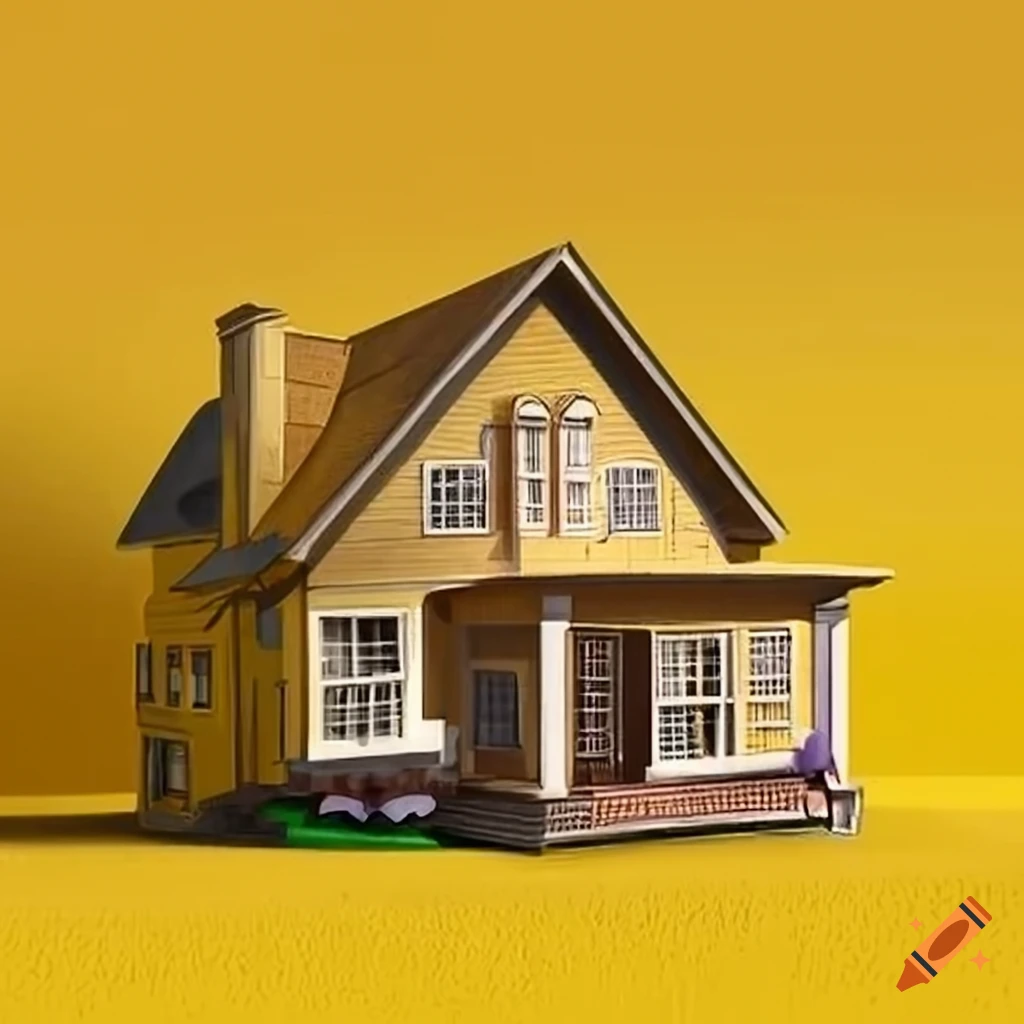 2D welcoming yellow grandpa house