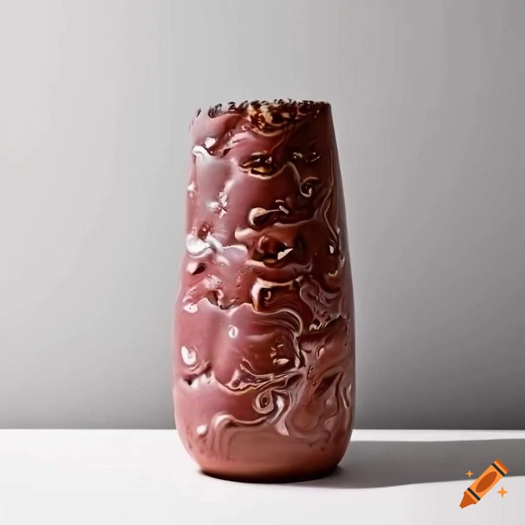 Ceramic crocodile sculpture with unique glaze and salt crystal encrustation on white background