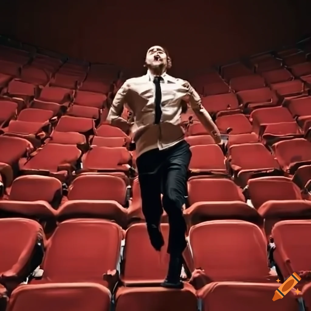 Man running in an auditorium