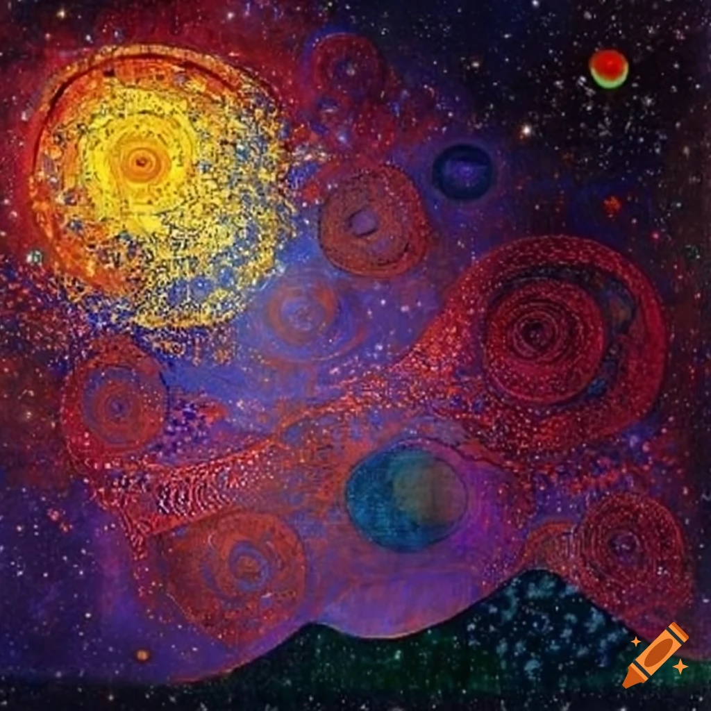 Miró Klimt stars in the cosmos sky