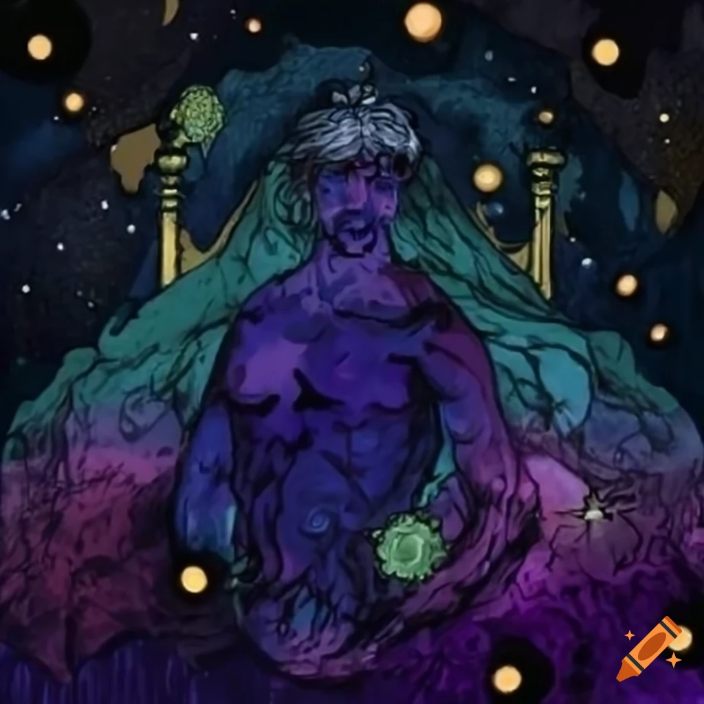Prometheus in Greek Mythology under starry night in anime style on Craiyon