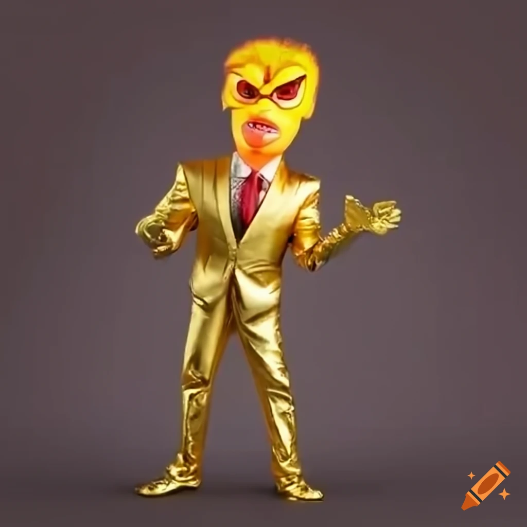 Animated character from 'Inside Out' representing Anger Greed in a gold suit and top hat