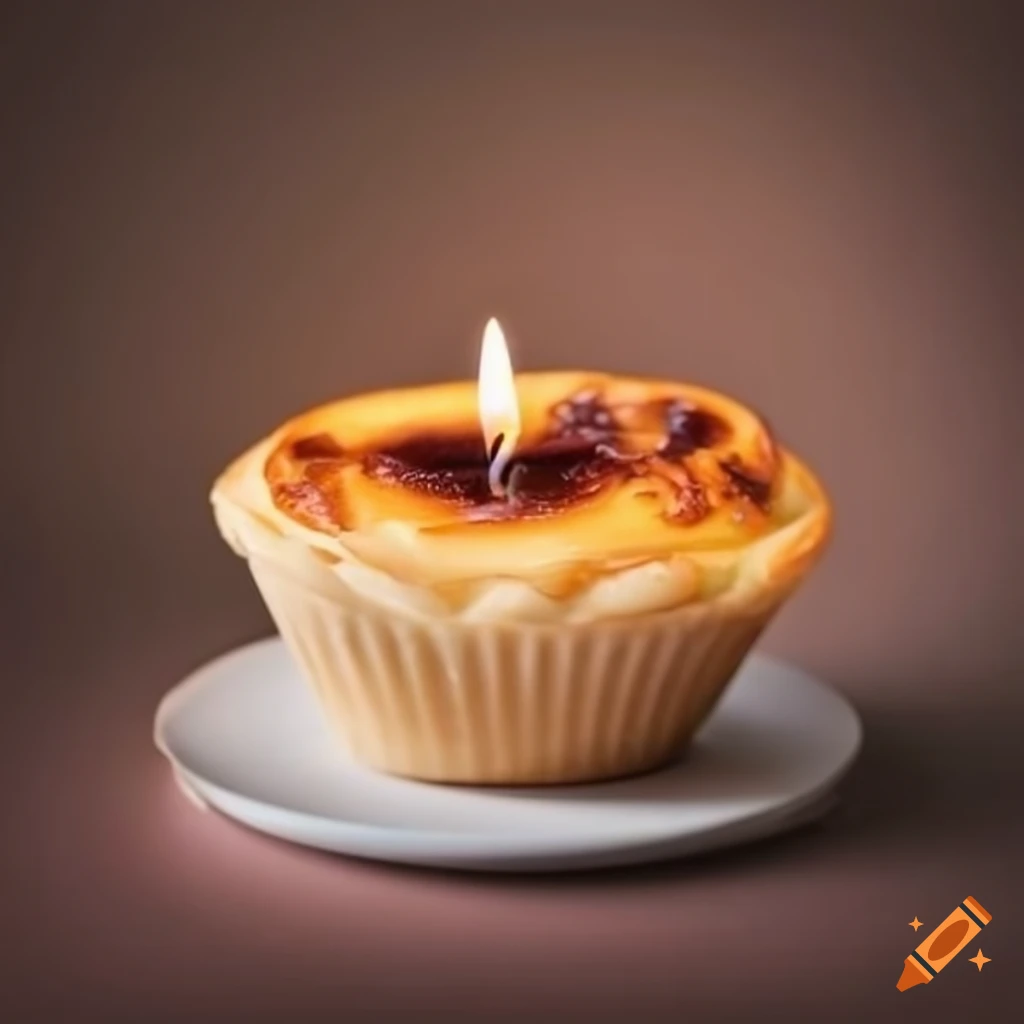 Pastel de nata with a candle