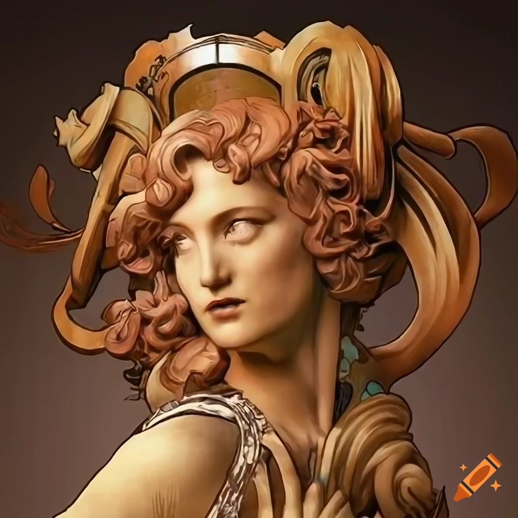 Artists Metroid Prime, James Gurney, Norman Rockwell, Alphonse Mucha, Bernini, detailed Stave carving