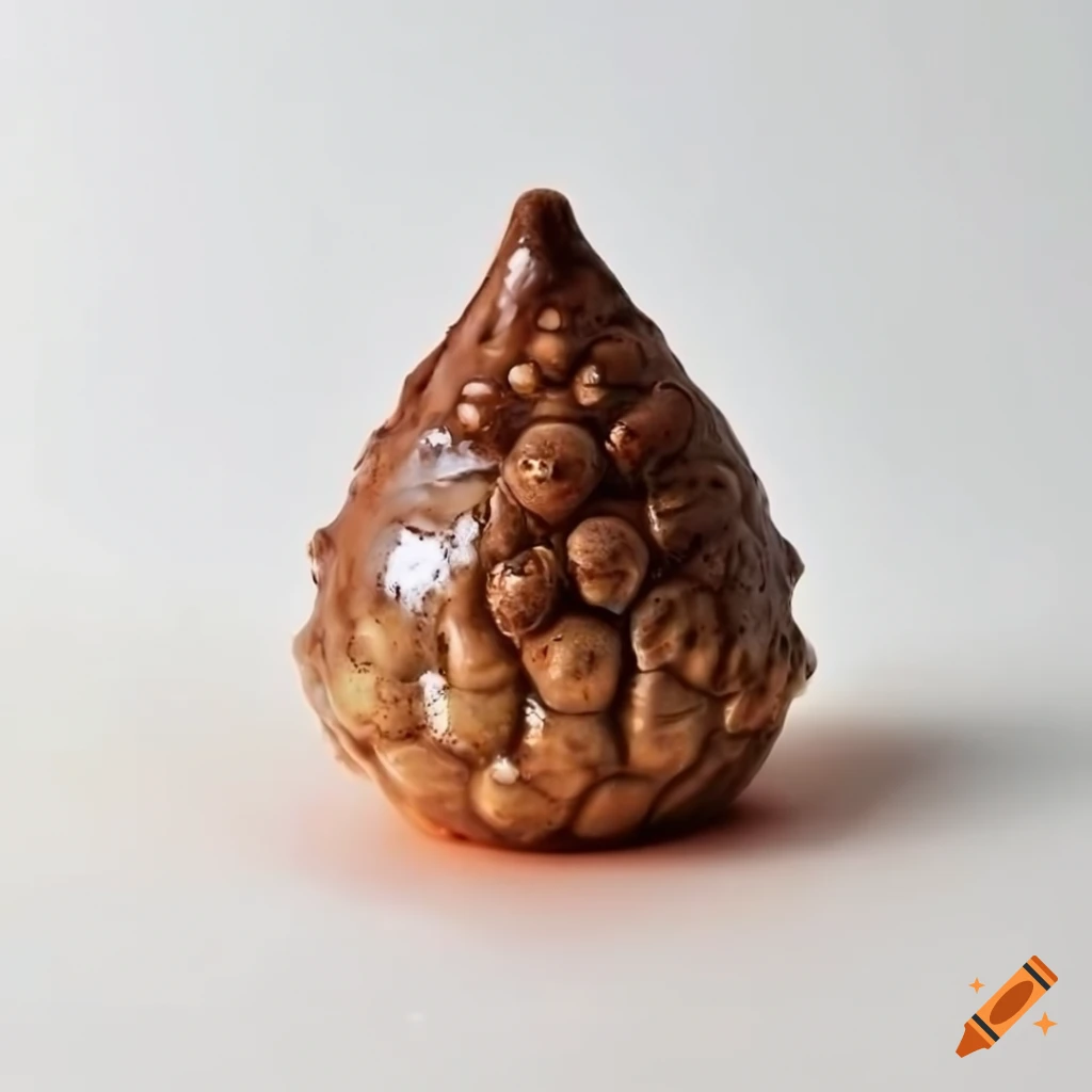 Ceramic crocodile figurine with unique glaze and salt crystals on white background