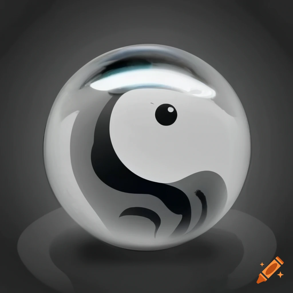 Yin yang symbol inside a transparent glass ball