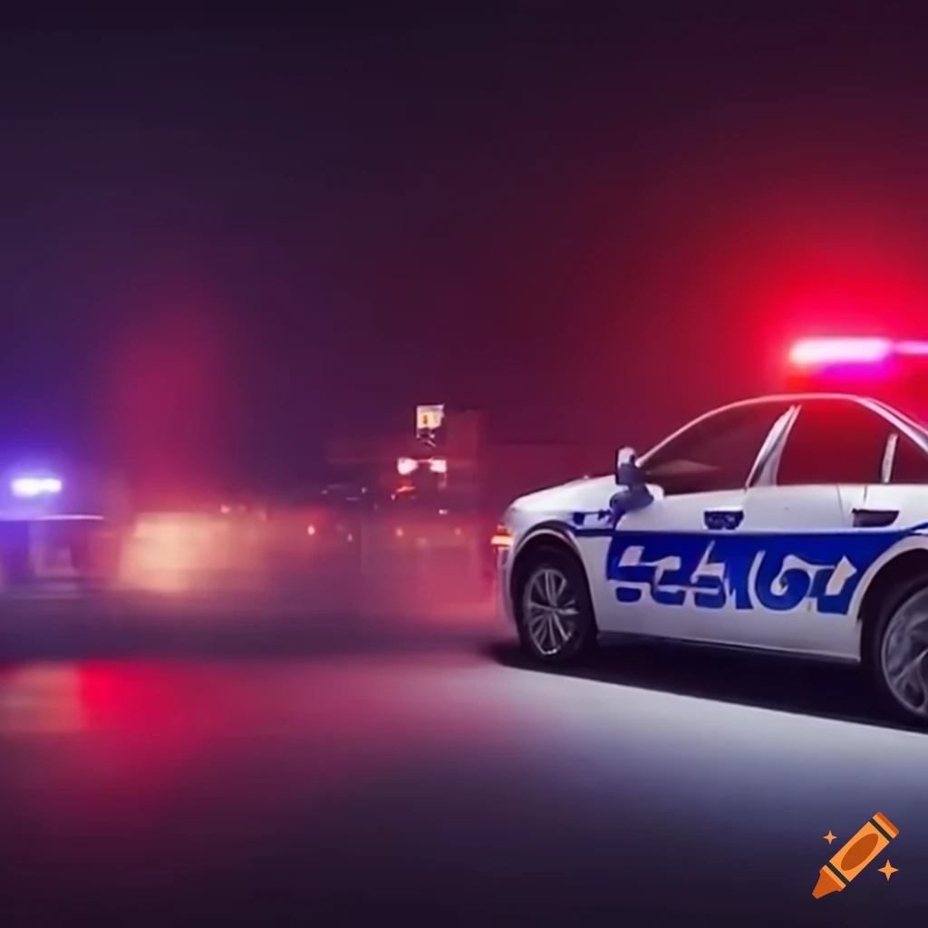 Crime scene investigation with illuminated police cars